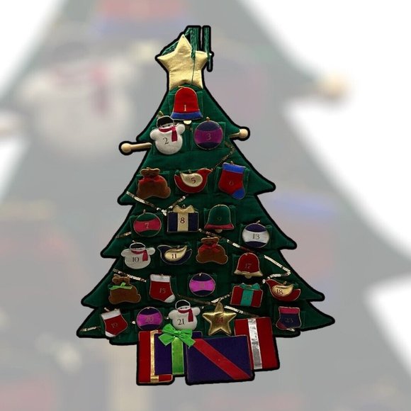 Christmas Tree Fabric Reusuable Advent Calendar 30 Inch long x 23 Inch Wide - Picture 8 of 16